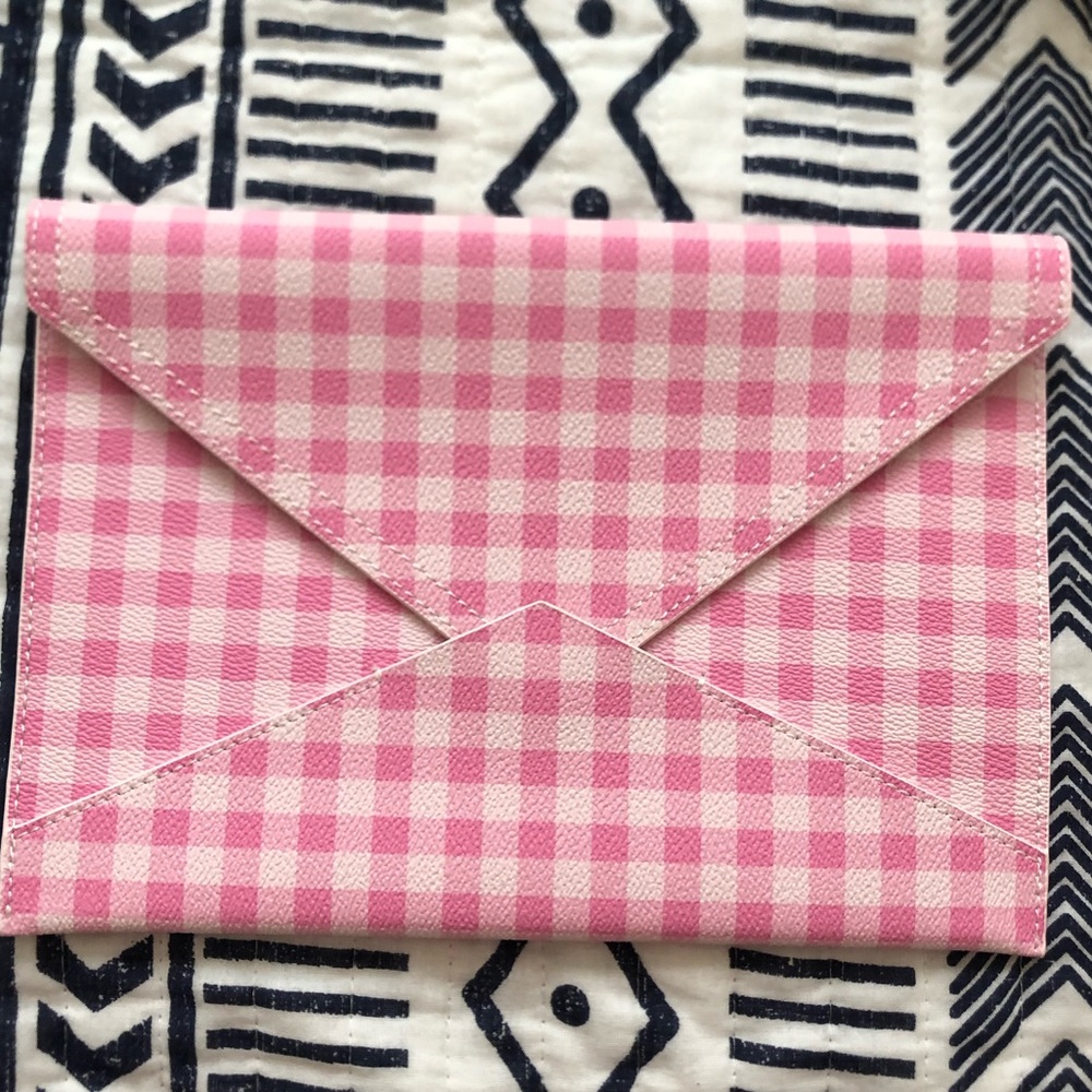 BR gingham envelope clutch